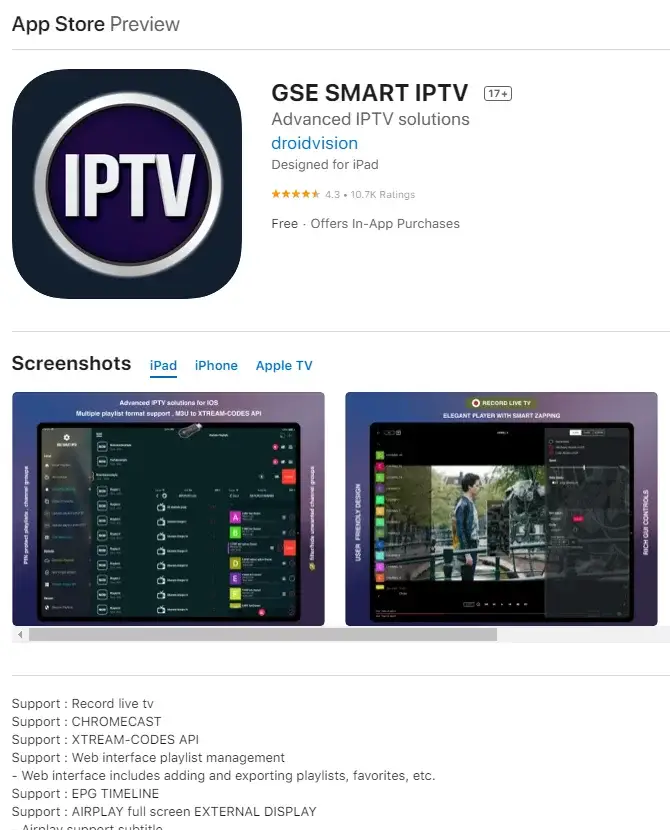 IPTV on Apple TV