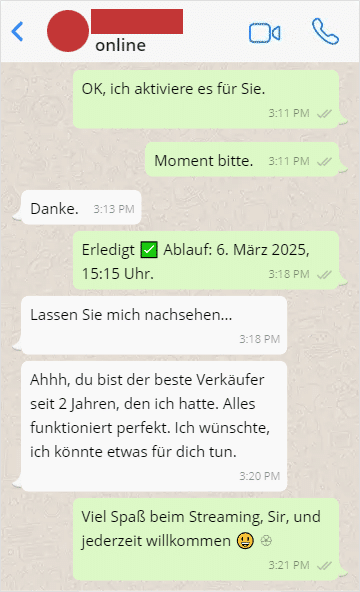 whatsapp review for iptv deutschland service