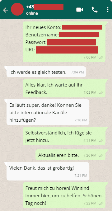 whatsapp review for iptv deutschland service