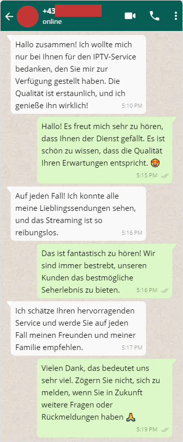 whatsapp review for iptv deutschland service