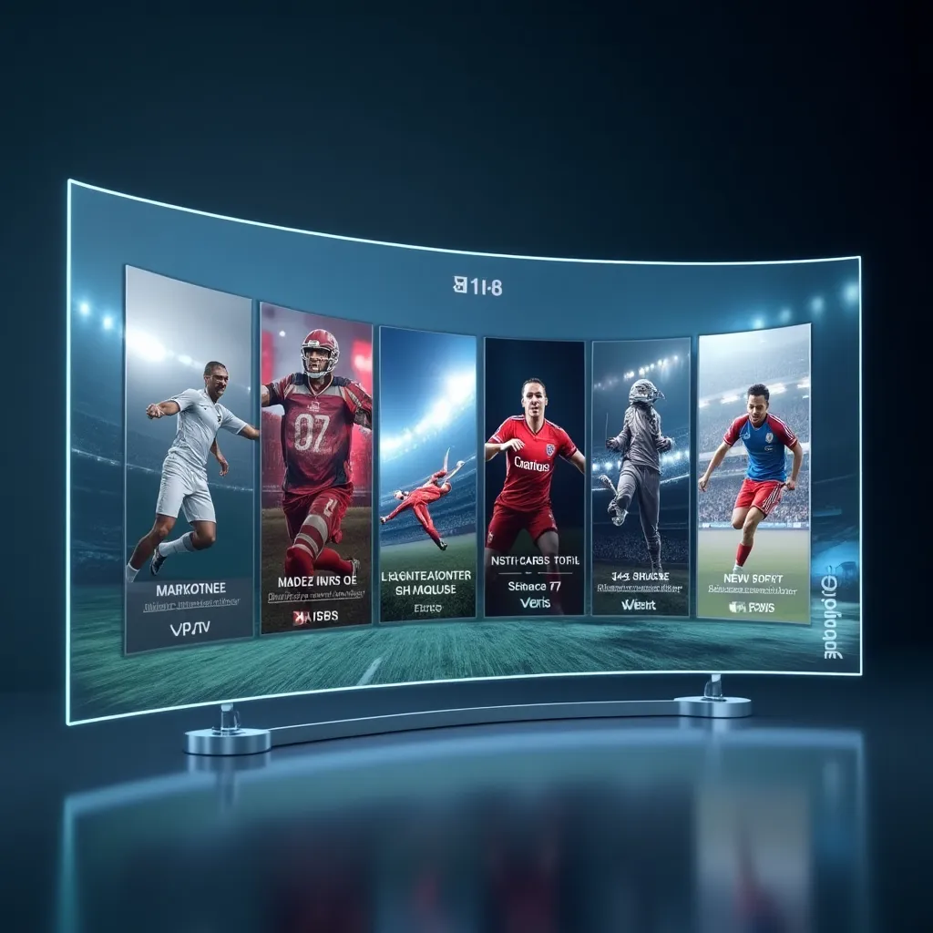 iptv deutsch turkischA futuristic, minimalistic background with a large, transparent screen showing a split view of different channels, including sports, entertainment, and news, representing the variety offered by IPTV Deutsch Türkisch.